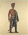 Prussian Military Costume: Garde Hussar 1843, Walter von Looz-Corswarem  German, Pen and ink, brush and watercolor on thin wove paper