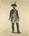 Prussian Military Costume: Field Artilleryman 1760, Walter von Looz-Corswarem  German, Pen and ink, brush and watercolor on thin wove paper