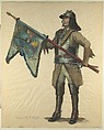 Prussian Military Costume: Derfflinger 1680, Walter von Looz-Corswarem  German, Pen and ink, brush and watercolor on thin wove paper