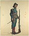 Military Costume: Musketeer 1600, Walter von Looz-Corswarem  German, Pen and ink, brush and watercolor on thin wove paper