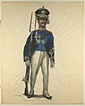 Prussian Military Costume: Brandenburg Sapper 1810, Walter von Looz-Corswarem  German, Pen and ink, brush and watercolor on thin wove paper