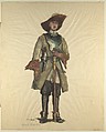Military Costume: Cavalryman 1630, Walter von Looz-Corswarem  German, Pen and ink, brush and watercolor on thin wove paper