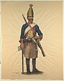 Prussian Military Costume: Regimental Carpenter, Walter von Looz-Corswarem  German, Pen and ink, brush and watercolor on thin wove paper