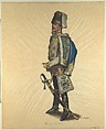Prussian Military Costume: Hussar Regiment No. 3, Walter von Looz-Corswarem  German, Pen and ink, brush and watercolor on thin wove paper