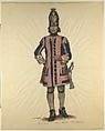 Prussian Military Costume: Grenadier Füselier-Garde 1729 (Fifer), Walter von Looz-Corswarem  German, Pen and ink, brush and watercolor on thin wove paper