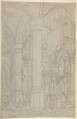 Interior of the New Church in Delft with the Tomb of William the Silent, Jan Hendrik Verheyen Dutch, Graphite