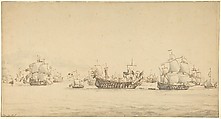 Warships at Sea, Willem van de Velde II Dutch, Pen and brown ink, brush and gray wash