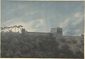 View of the Villa Lante on the Janiculum in Rome, John Robert Cozens (British, London 1752–1797 London), Brush and watercolor over traces of graphite