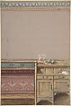 Elevation of a Dining Room Wall with Sideboard, John Dibblee Crace  British, Pen and black ink, watercolor over graphite with touches of gouache (bodycolor)