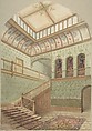 Interior showing Staircase and Skylight, John Gregory Crace , and Son British, Watercolor over graphite with touches of gilt