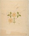 Quatrefoil Ornament with Yellow Flowers and Green Leaves, John Dibblee Crace British, Watercolor and graphite