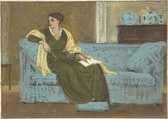 Woman Seated on a Sofa, Walter Crane British, Watercolor and gouache (bodycolor) over graphite