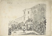Delivery Entrance of Palais des Beaux Arts at the Exposition Universelle of 1855, Eyre Crowe  British, Pen and black ink, brush and gray wash, over graphite