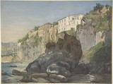 Houses at Sorrento, Thomas Hartley Cromek British, Watercolor and gouache (bodycolor) over graphite