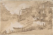 River View in Italy, Gaspar Adriaensz. van Wittel Dutch, Pen and brown ink, brush and brown wash, heightened with white over traces of black chalk