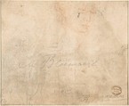 A Farm Building (recto); Head of a Woman and Slight Sketch of Woman Holding a Child (verso), In the manner of Abraham Bloemaert (Netherlandish, Gorinchem 1566–1651 Utrecht), Pen and brown ink, watercolour, over black chalk; framing lines in pen and brown ink; verso: red chalk