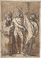 Ecce Homo, Abraham Bloemaert Netherlandish, Pen and brown ink, brown wash, over black chalk, heightened with white gouache