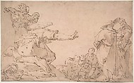 Saint John Preaching in the Wilderness, Abraham Bloemaert  Netherlandish, Pen and brown ink, light brown wash on brown washed paper with pink tones; traces of framing line in pen and brown ink