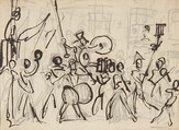 A Parade, George Cruikshank  British, Pen and brown ink over graphite