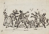 A group of figures, George Cruikshank  British, Pen and brown ink over graphite