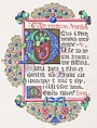 Illuminated Letter "D" within a Decorated Border, Freeman Gage Delamotte  British, Watercolor, pen and black and red ink over graphite with touches of gold and gouache (bodycolor)