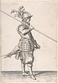 The Soldier Carrying His Pike at the Slope, Jacques de Gheyn II Netherlandish, Pen and brown ink, gray wash; incised for transfer