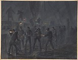 A Night Scene. The Cable Entangled and Nearly Broken, July 18th, 1866, Robert Charles Dudley British, Watercolor over graphite with touches of gouache (bodycolor)