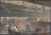 Coiling the Cable in the Large Tanks at the Works of the Telegraph Construction and Maintenance Company of Greenwich, 1865, Robert Charles Dudley British, Watercolor over graphite with touches of gouache (bodycolor)