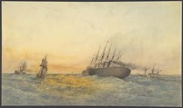 The Great Eastern Under Weigh, July 23rd, 1865: Escort and other Ships, H.M.S. Terrible, H.M.S. Sphinx, The Hawk and Revised: The Caroline, Robert Charles Dudley British, Watercolor over graphite with touches of gouache (bodycolor)
