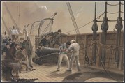 Splicing the Cable (after the First Accident) on Board the Great Eastern, July 25th, 1865, Robert Charles Dudley British, Watercolor over graphite with touches of gouache (bodycolor)