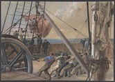 Getting Out One of the Large Buoys for Launching, August 2nd, 1865, Robert Charles Dudley British, Watercolor over graphite with touches of gouache (bodycolor)