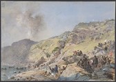 The Cliffs, Foilhummerum Bay, Valentia, the Point at Which the Shore-end of the Cable was Landed on July 22nd, 1865, Robert Charles Dudley British, Watercolor over graphite with touches of gouache (bodycolor)