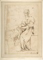 Seated Figure with Cloak and Turban, Baccio Bandinelli Italian, Pen and brown ink