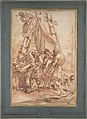 The Descent from the Cross, Gian Antonio Burrini Italian, Pen and brown ink, brush and brown and red wash, over red chalk