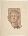 Alternate Study for the Head of a Youth (Formerly a Pentimento Pasted to 1975.131.21)., Jacopo Confortini  Italian, Red and black chalk on light brown paper