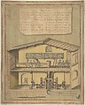 Project for the New Buildings Erected in the Year 1796 behind the Cemetries of St. Peter, Pietro Bandiera Italian, Pen and brown ink with colored washes over traces of graphite