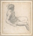 Study of a Seated Youth for the Age of Gold, Pietro da Cortona (Pietro Berrettini) Italian, Black chalk