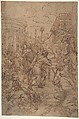 Study for the Age of Bronze, Pietro da Cortona (Pietro Berrettini) Italian, Pen and brown ink, brush and brown wash, over black chalk