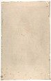 The Martyrdom of Saint Andrew (recto); Back of a Woman Wearing a Long Dress with a Ruff (verso), Gaspare Diziani (Italian, Belluno 1689–1767 Venice), Pen and brown ink, brush and gray and brown wash, over slight traces of lead or graphite (recto).  Drawing executed with arched top. Framing lines and additional arched top framing lines in pen and brown ink. Graphite (verso)