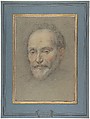 Head of a Bearded Man, Domenico Fetti  Italian, Black chalk, red, yellow, and pink pastel, highlighted with white on gray-green paper