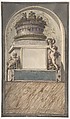 Design for a Monument, Pietro Fancelli Italian, Pen, brown ink with brown, blue-green, purple and yellowish washes