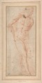 Standing Male Nude with Hands behind Back, Battista Franco (Italian, Venice ca. 1510–1561 Venice), Red chalk
