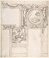 Design Wall Elevation with Stucco and Painted Decorations, Luigi Garzi (Italian, Pistoia 1638–1721 Rome), Pen and brown ink with gray wash