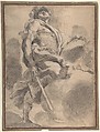 Joshua, Gaetano Gandolfi (Italian, San Matteo della Decima 1734–1802 Bologna), Black chalk (stumped), brush and gray wash, highlighted with white chalk, on beige paper