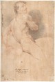 Reclining Male Nude (recto); Seated Male Nude (verso), Ubaldo Gandolfi (Italian, San Matteo della Decima 1728–1781 Ravenna), Red chalk, highlighted with white (recto); red and black chalk, highlighted with white (verso)