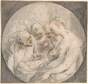 Adoration of the Shepherds, Hendrick Goltzius (Netherlandish, Mühlbracht 1558–1617 Haarlem), Black and red chalk with traces of yellow chalk