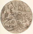 Neptune in his Chariot, Pieter de Jode I Netherlandish, Pen and brown ink, brown wash, over traces of black chalk