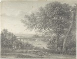 Classical Landscape with Herdsmen in the Foreground, Giovanni Battista ("Titta") Lusieri Italian, Graphite