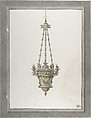 Design for an Incense Burner. Trace of Second Design at Right., Antonio Mazzuti  Italian, Pen and black ink, brush and gray wash, gold gouache, over black chalk, highlighted with white gouache