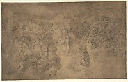 The Last Judgment, School of Michelangelo Buonarroti (Italian, Caprese 1475–1564 Rome), Black chalk on brownish paper